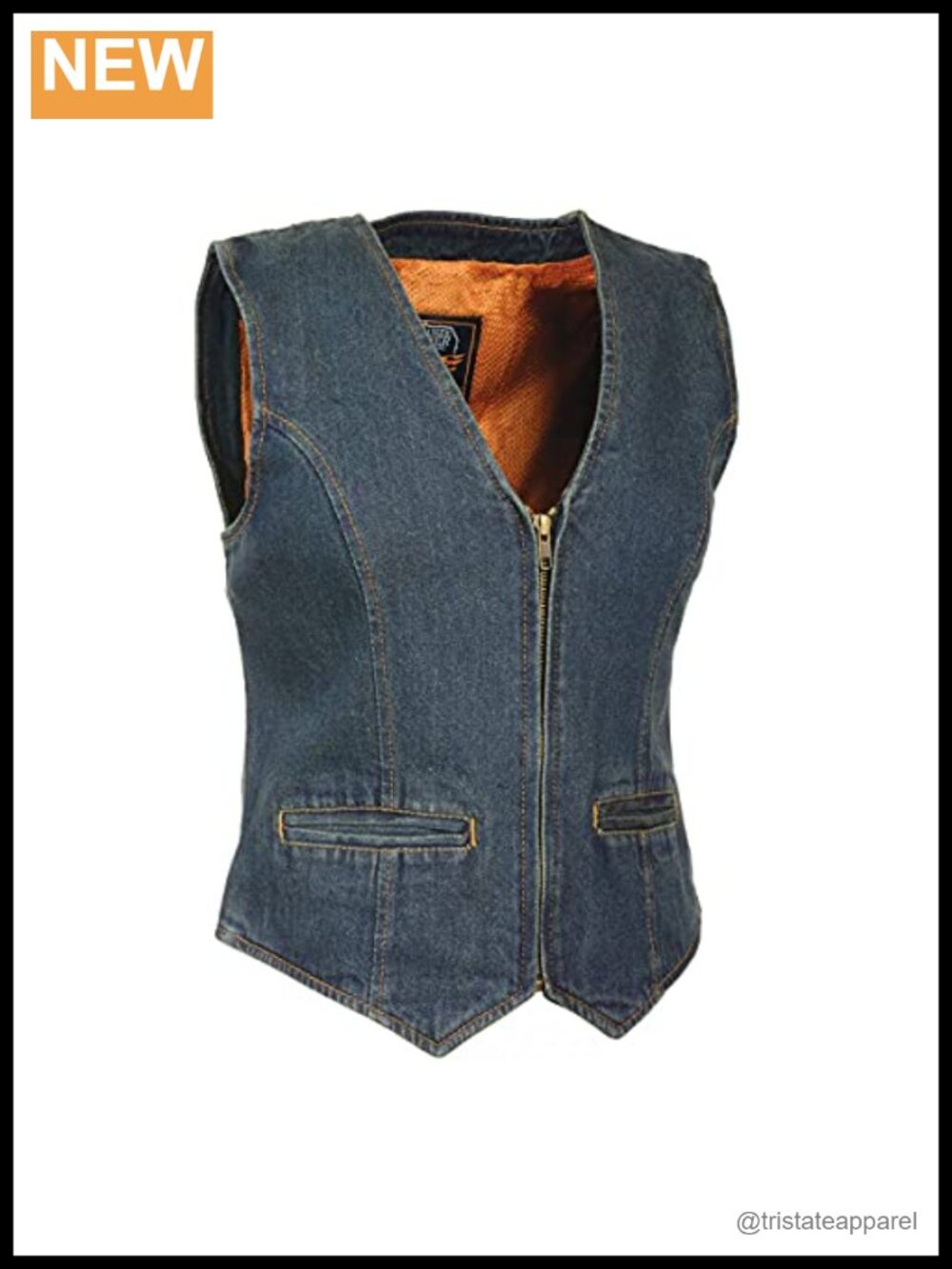 Heavyweight Cotton Denim Vest with YKK Zipper and Concealed Carry Pockets